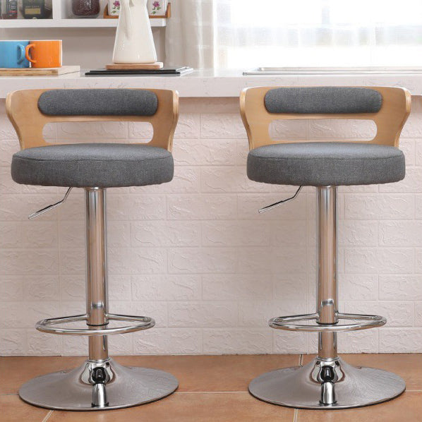 Contemporary Liftable Bar Stool Round Counter Bar Stool with Metal Legs