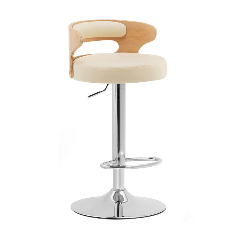 Contemporary Liftable Bar Stool Round Counter Bar Stool with Metal Legs