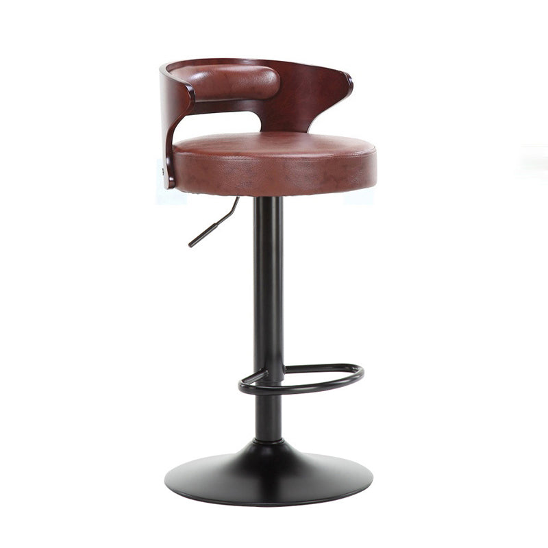 Contemporary Liftable Bar Stool Round Counter Bar Stool with Metal Legs