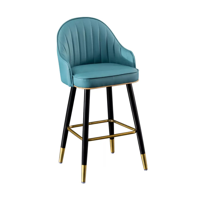 Scandinavian Style Armed Low Back Stools for Home Leather Counter Stool