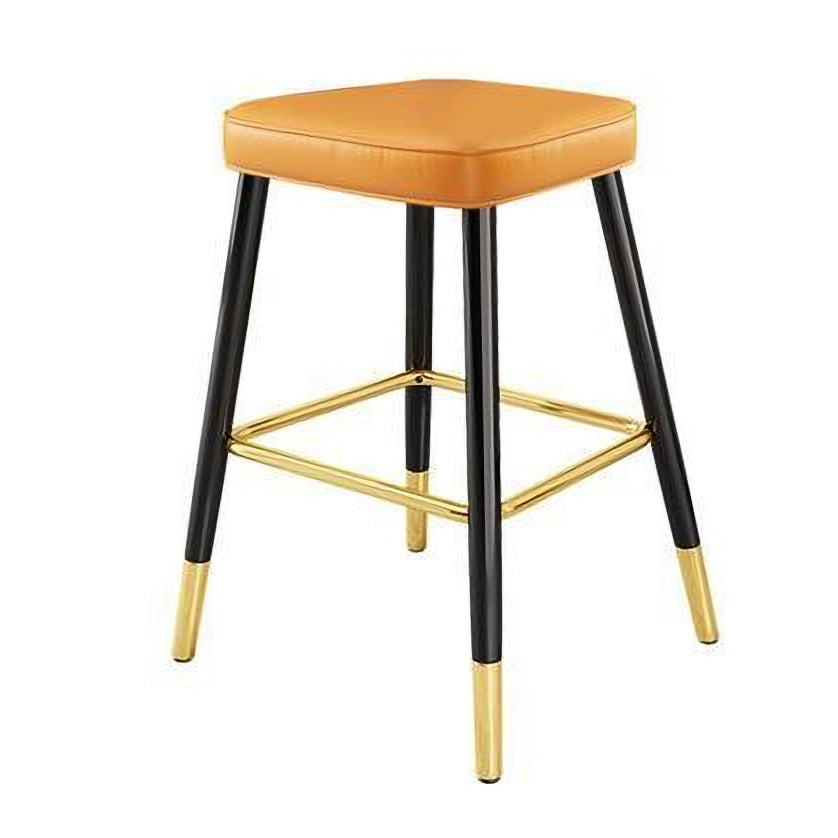 Scandinavian Style Armed Low Back Stools for Home Leather Counter Stool