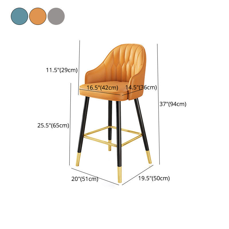 Scandinavian Style Armed Low Back Stools for Home Leather Counter Stool