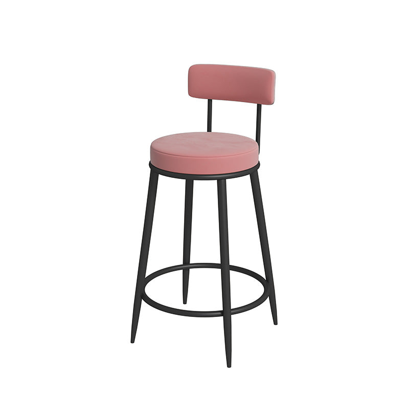 Nordic Low Back Bar Stool Round Counter Bar Stool with Metal Legs
