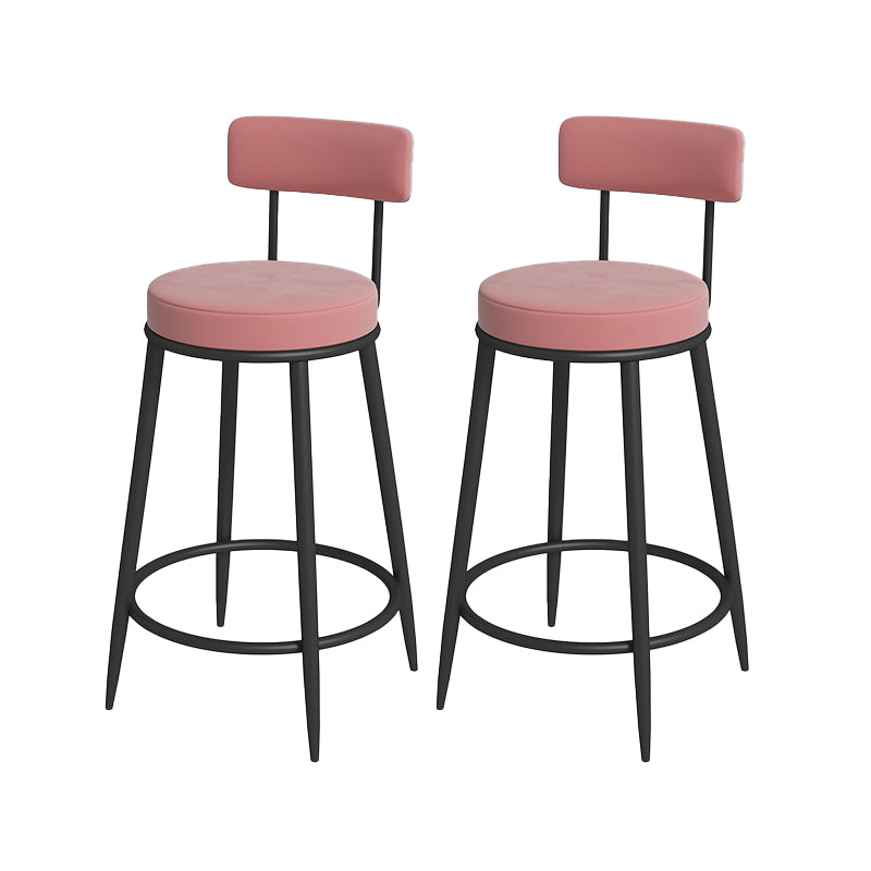 Nordic Low Back Bar Stool Round Counter Bar Stool with Metal Legs