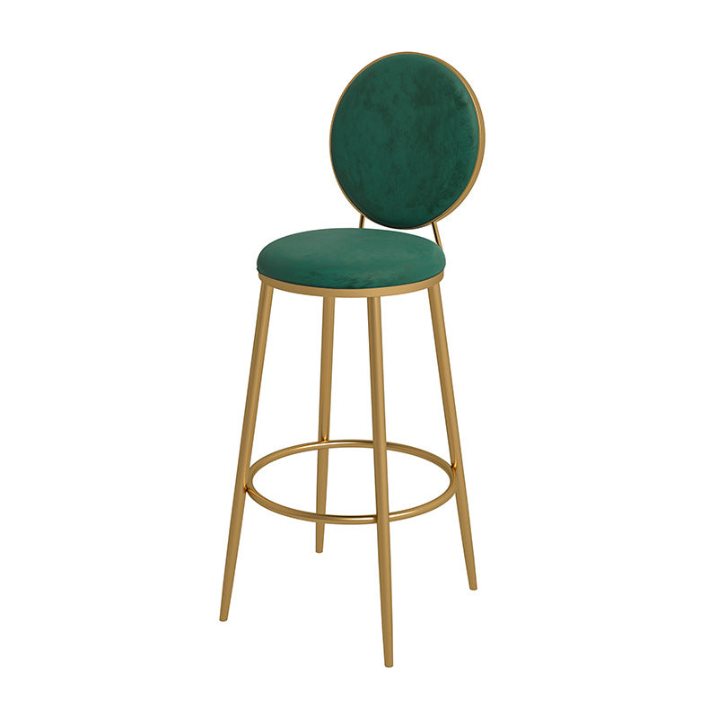Nordic Low Back Bar Stool Round Counter Bar Stool with Metal Legs