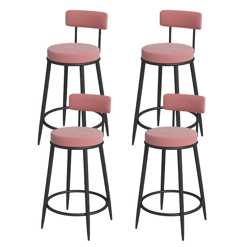 Nordic Low Back Bar Stool Round Counter Bar Stool with Metal Legs