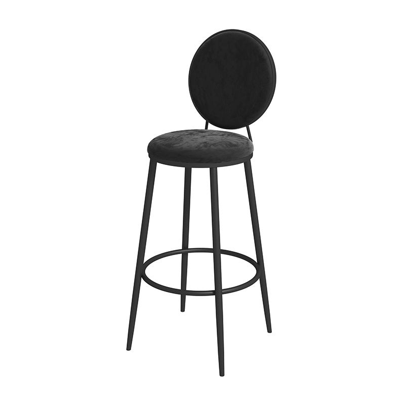 Nordic Low Back Bar Stool Round Counter Bar Stool with Metal Legs