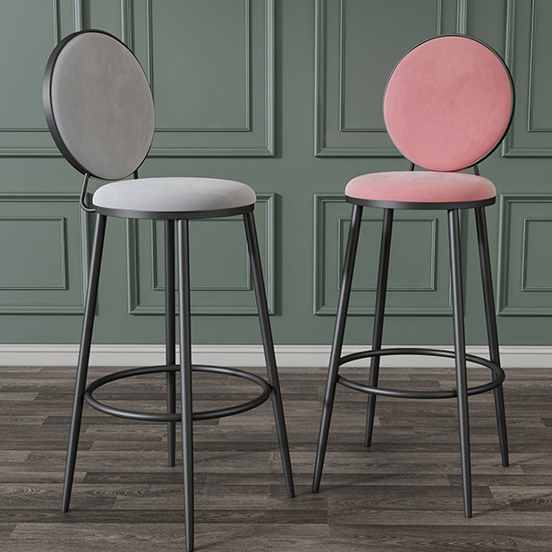 Nordic Low Back Bar Stool Round Counter Bar Stool with Metal Legs