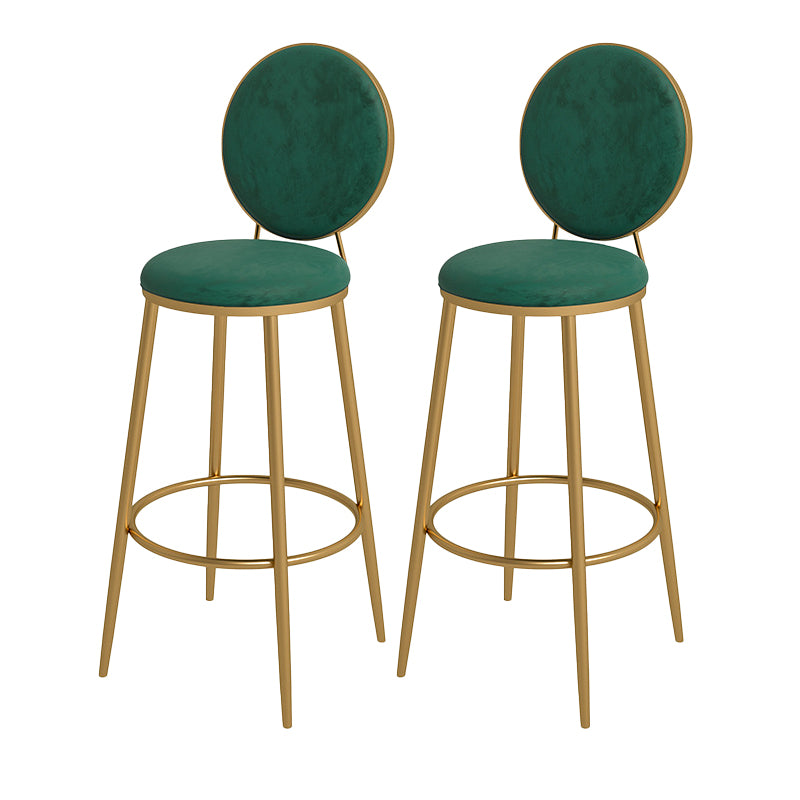 Nordic Low Back Bar Stool Round Counter Bar Stool with Metal Legs