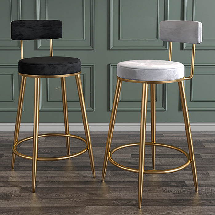 Nordic Low Back Bar Stool Round Counter Bar Stool with Metal Legs