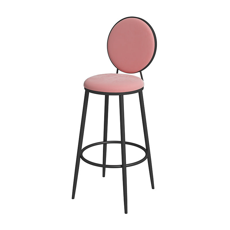 Nordic Low Back Bar Stool Round Counter Bar Stool with Metal Legs