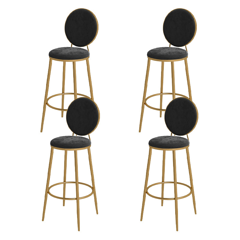 Nordic Low Back Bar Stool Round Counter Bar Stool with Metal Legs