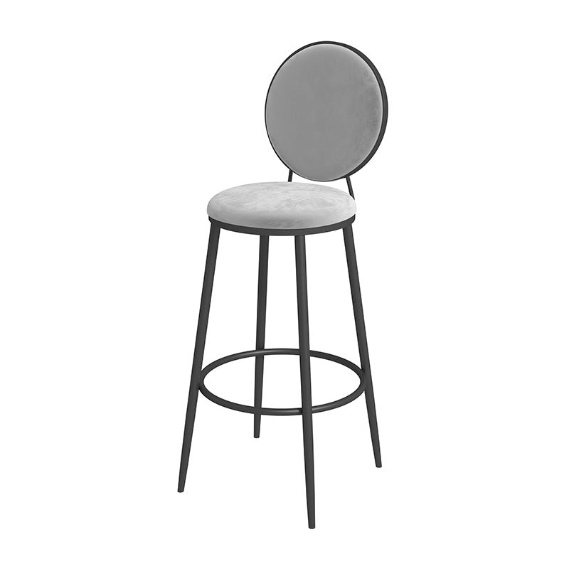 Nordic Low Back Bar Stool Round Counter Bar Stool with Metal Legs