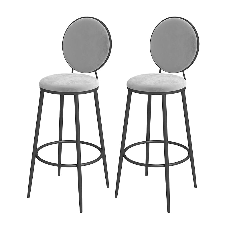 Nordic Low Back Bar Stool Round Counter Bar Stool with Metal Legs