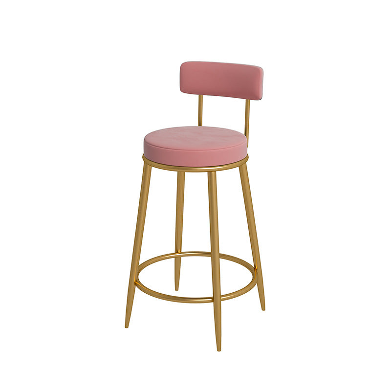 Nordic Low Back Bar Stool Round Counter Bar Stool with Metal Legs