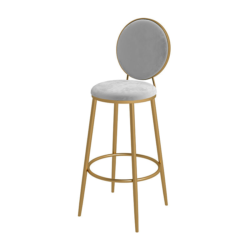 Nordic Low Back Bar Stool Round Counter Bar Stool with Metal Legs