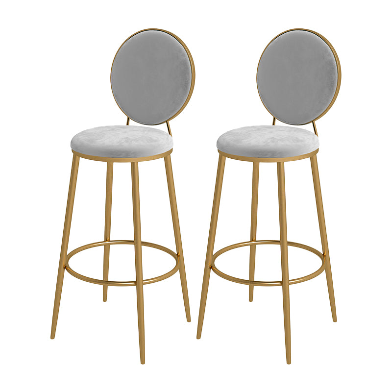 Nordic Low Back Bar Stool Round Counter Bar Stool with Metal Legs