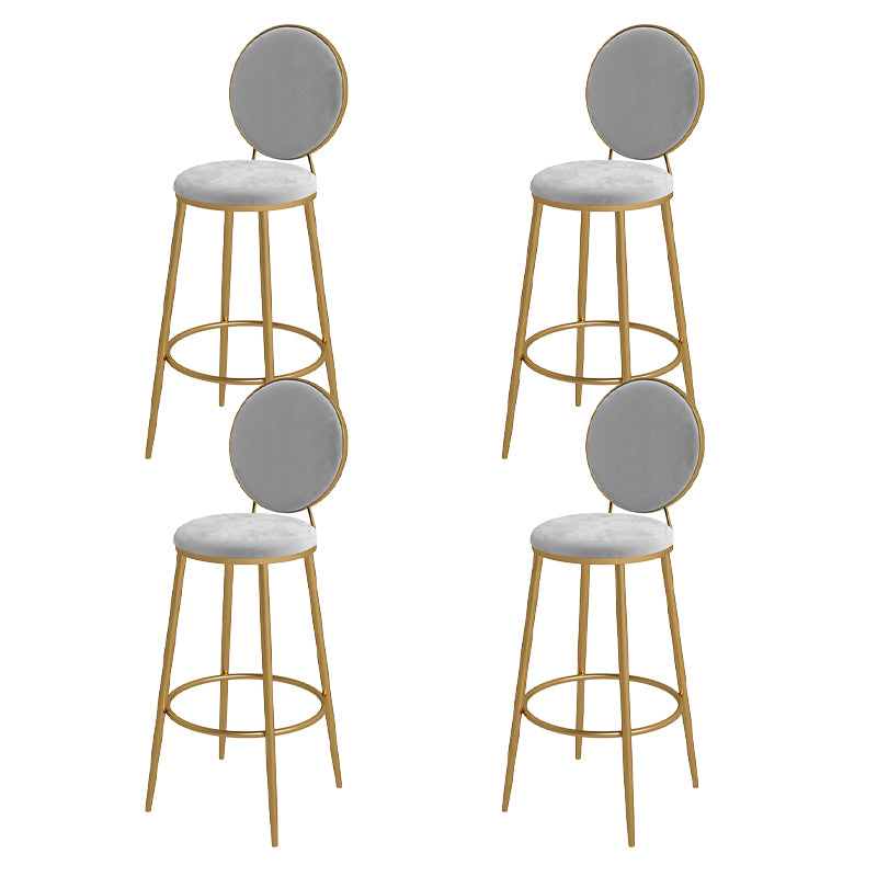 Nordic Low Back Bar Stool Round Counter Bar Stool with Metal Legs