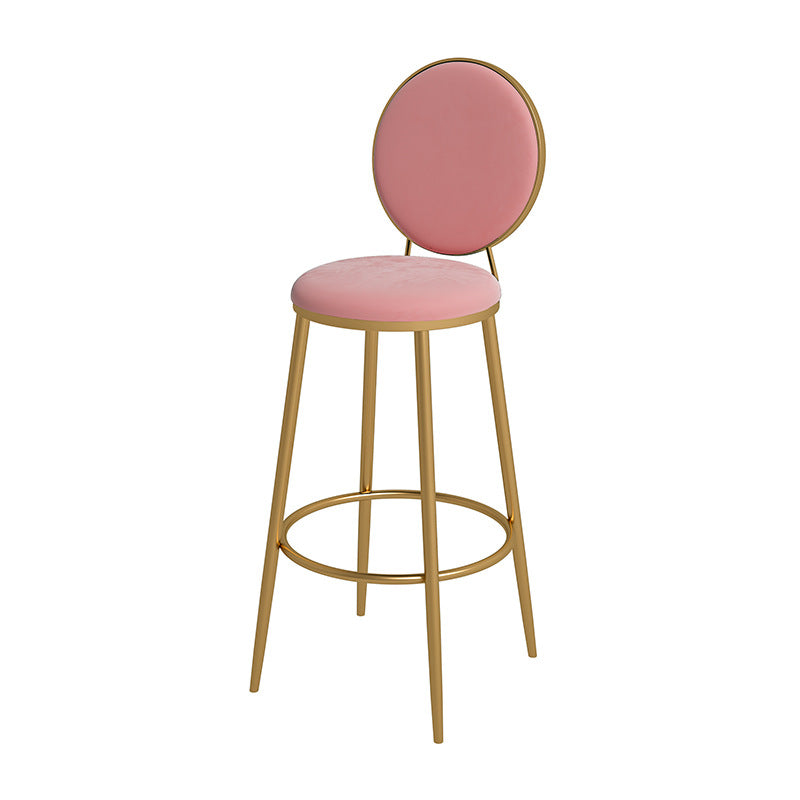 Nordic Low Back Bar Stool Round Counter Bar Stool with Metal Legs