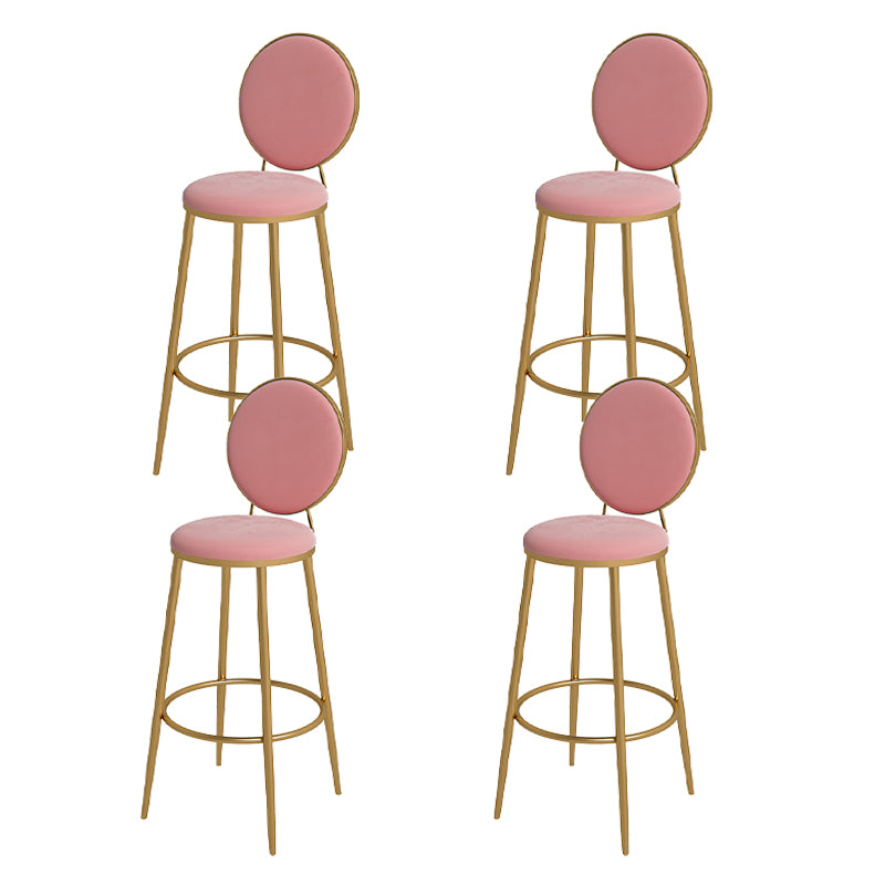 Nordic Low Back Bar Stool Round Counter Bar Stool with Metal Legs