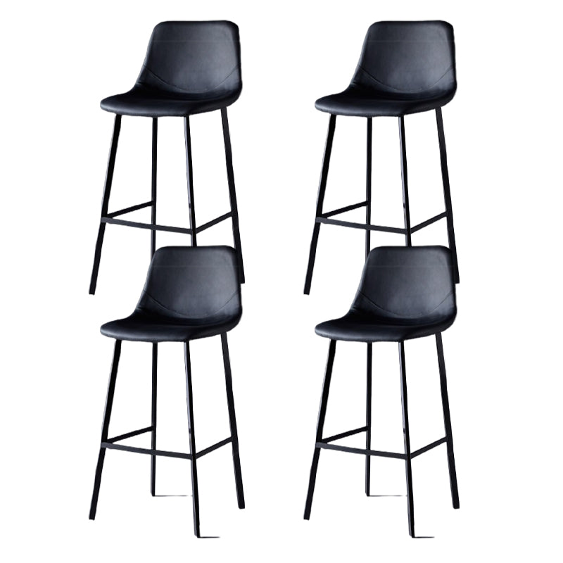 Scandinavian Restaurant Leather Stool Matte Finish Footrest Barstool