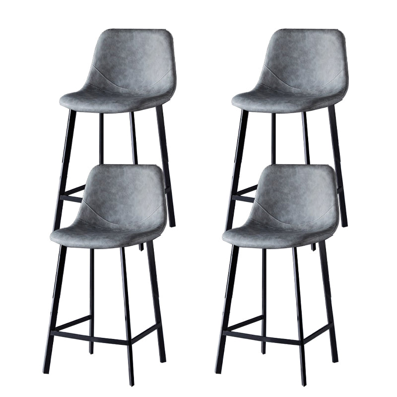 Scandinavian Restaurant Leather Stool Matte Finish Footrest Barstool