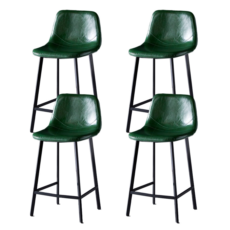 Scandinavian Restaurant Leather Stool Matte Finish Footrest Barstool