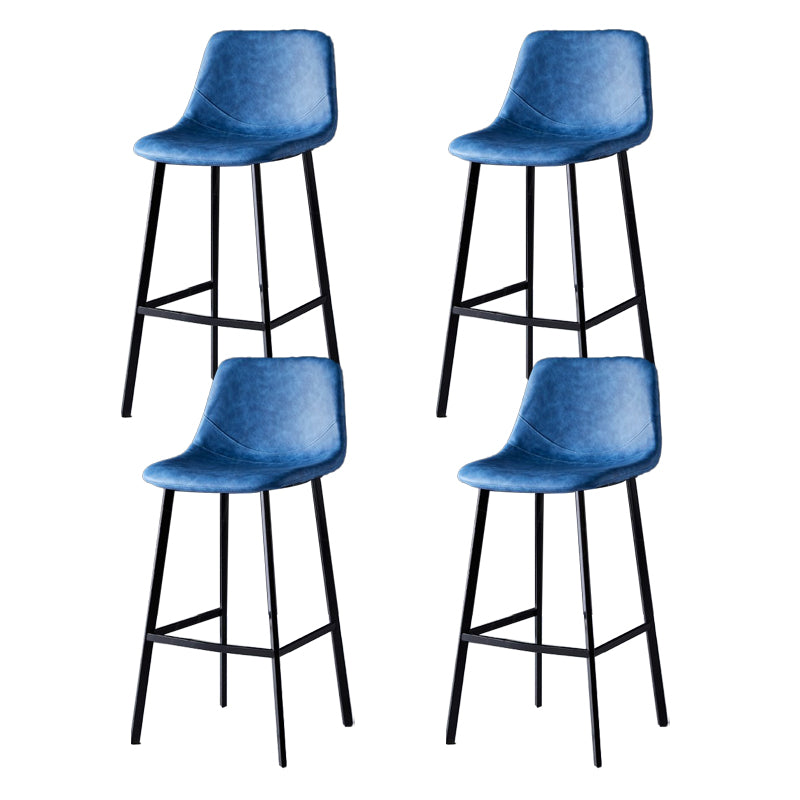 Scandinavian Restaurant Leather Stool Matte Finish Footrest Barstool