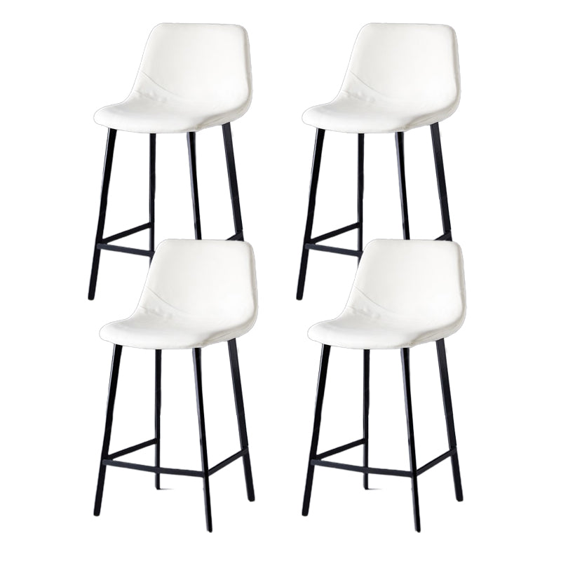 Scandinavian Restaurant Leather Stool Matte Finish Footrest Barstool