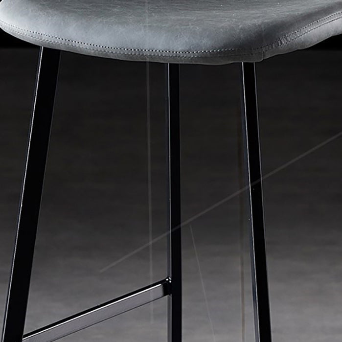 Scandinavian Restaurant Leather Stool Matte Finish Footrest Barstool