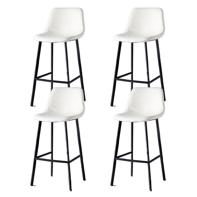 Scandinavian Restaurant Leather Stool Matte Finish Footrest Barstool