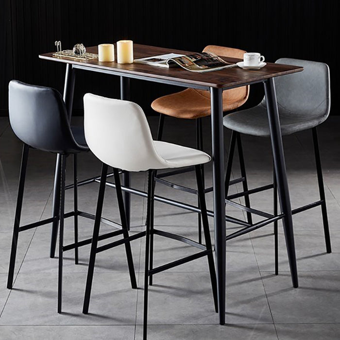 Scandinavian Restaurant Leather Stool Matte Finish Footrest Barstool