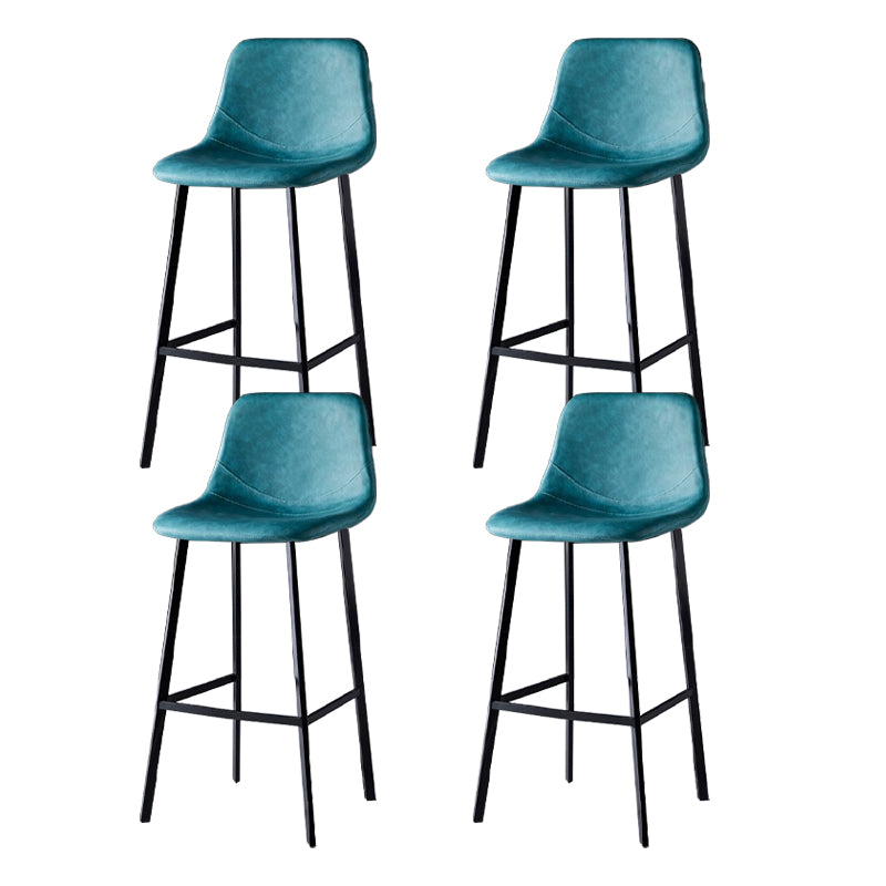 Scandinavian Restaurant Leather Stool Matte Finish Footrest Barstool