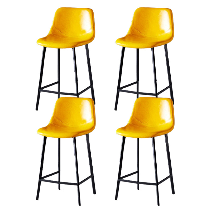 Scandinavian Restaurant Leather Stool Matte Finish Footrest Barstool