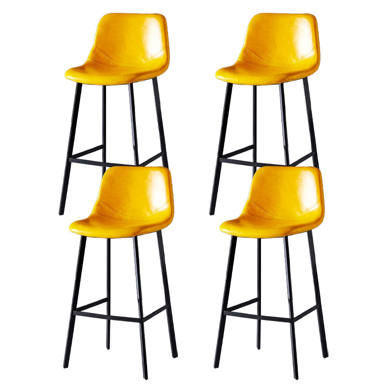 Scandinavian Restaurant Leather Stool Matte Finish Footrest Barstool