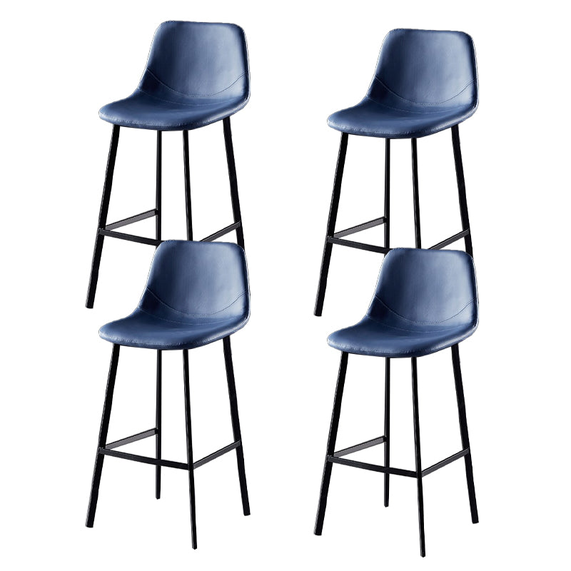 Scandinavian Restaurant Leather Stool Matte Finish Footrest Barstool