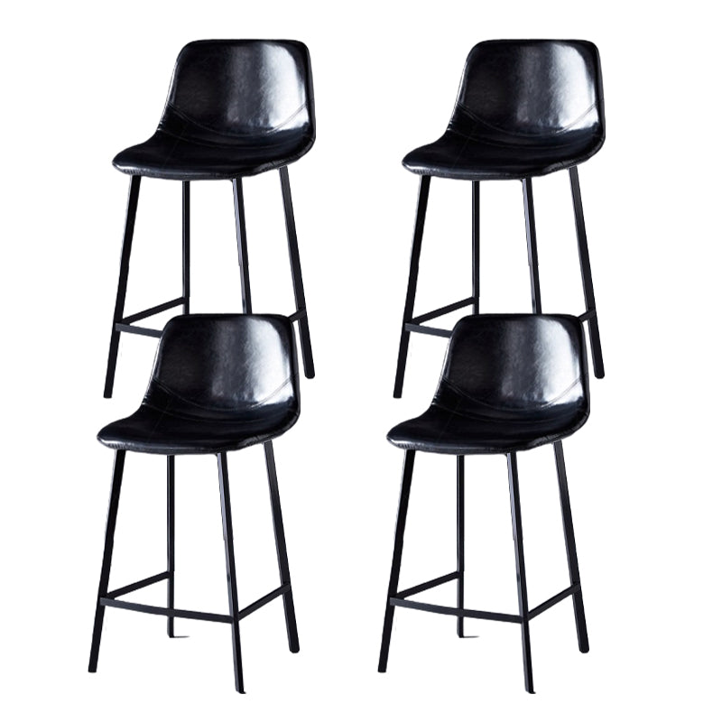 Scandinavian Restaurant Leather Stool Matte Finish Footrest Barstool