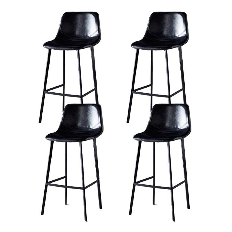 Scandinavian Restaurant Leather Stool Matte Finish Footrest Barstool