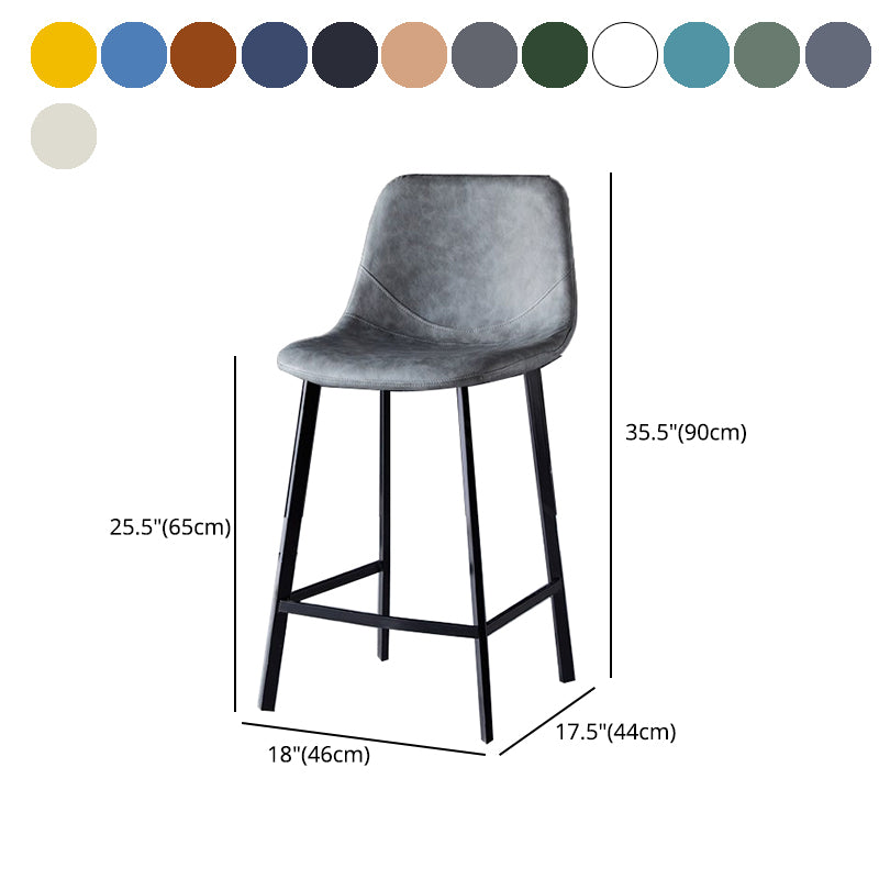 Scandinavian Restaurant Leather Stool Matte Finish Footrest Barstool