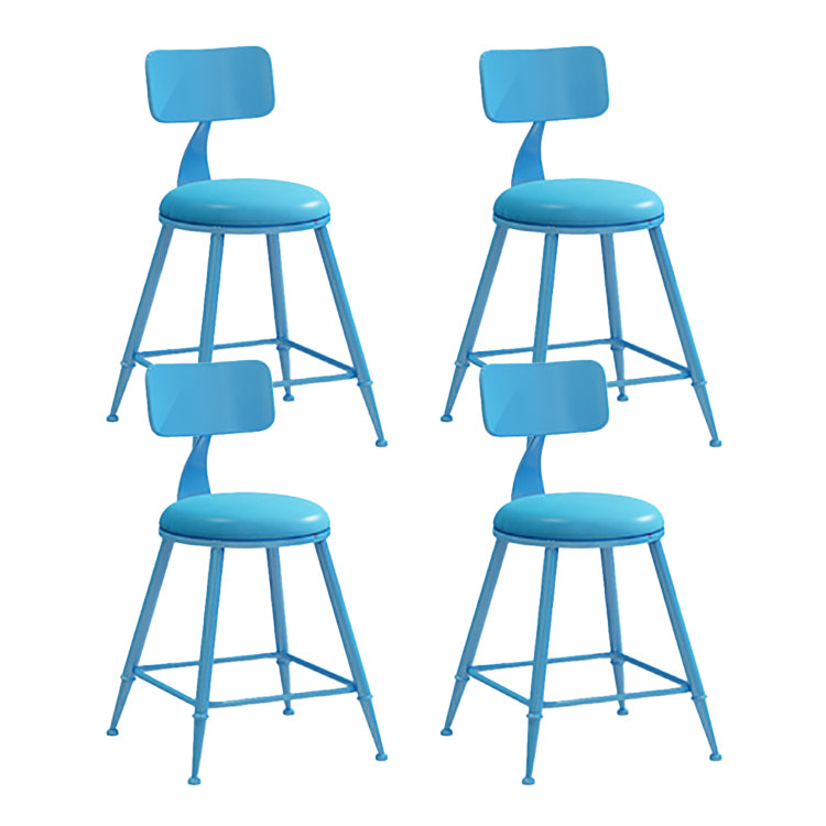 Contemporary Style Low Back Bar-stool Round Counter Bar Stool with Metal Legs