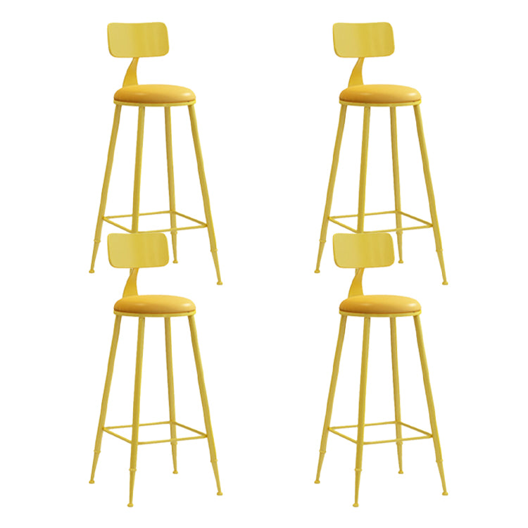 Contemporary Style Low Back Bar-stool Round Counter Bar Stool with Metal Legs