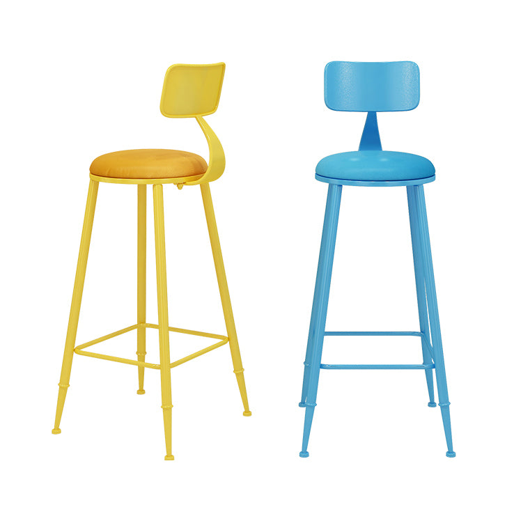 Contemporary Style Low Back Bar-stool Round Counter Bar Stool with Metal Legs