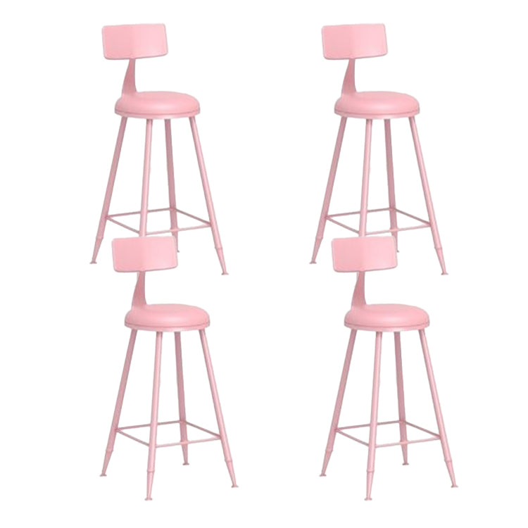 Contemporary Style Low Back Bar-stool Round Counter Bar Stool with Metal Legs