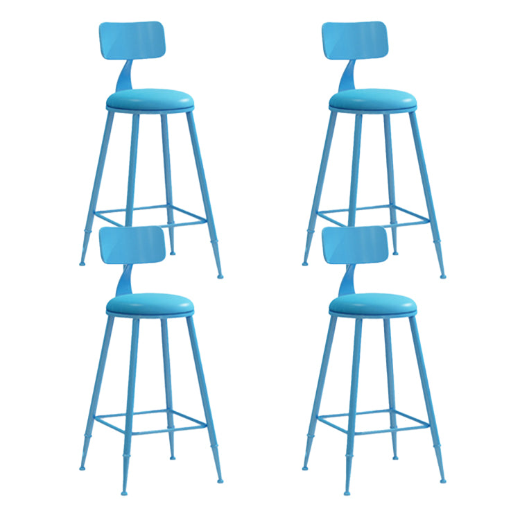 Contemporary Style Low Back Bar-stool Round Counter Bar Stool with Metal Legs