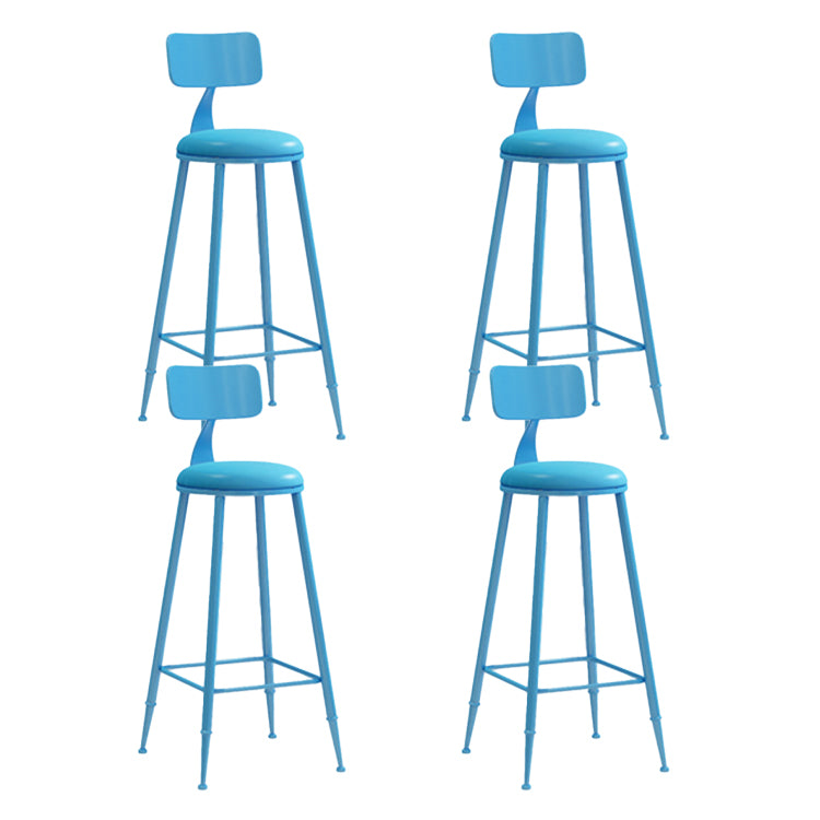Contemporary Style Low Back Bar-stool Round Counter Bar Stool with Metal Legs