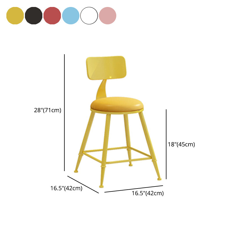 Contemporary Style Low Back Bar-stool Round Counter Bar Stool with Metal Legs