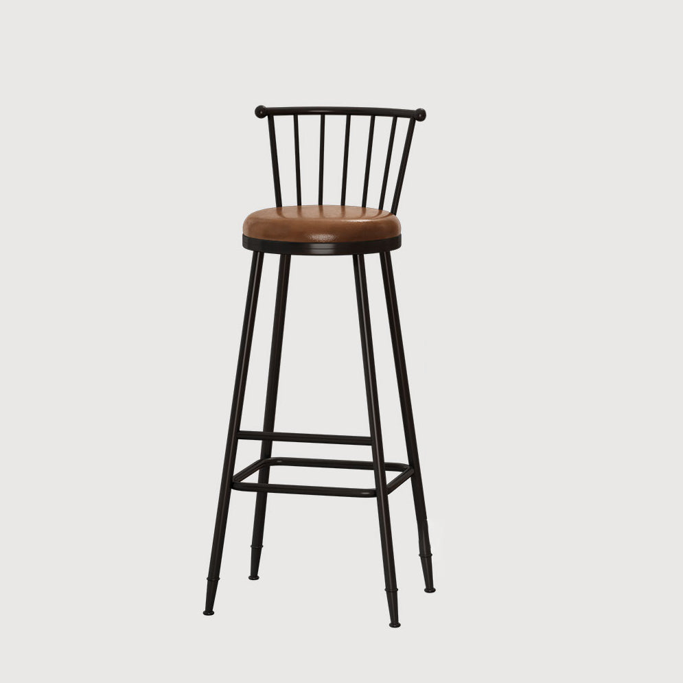 Leather Matte Finish Bristol Stool Low Back Footrest Barstool