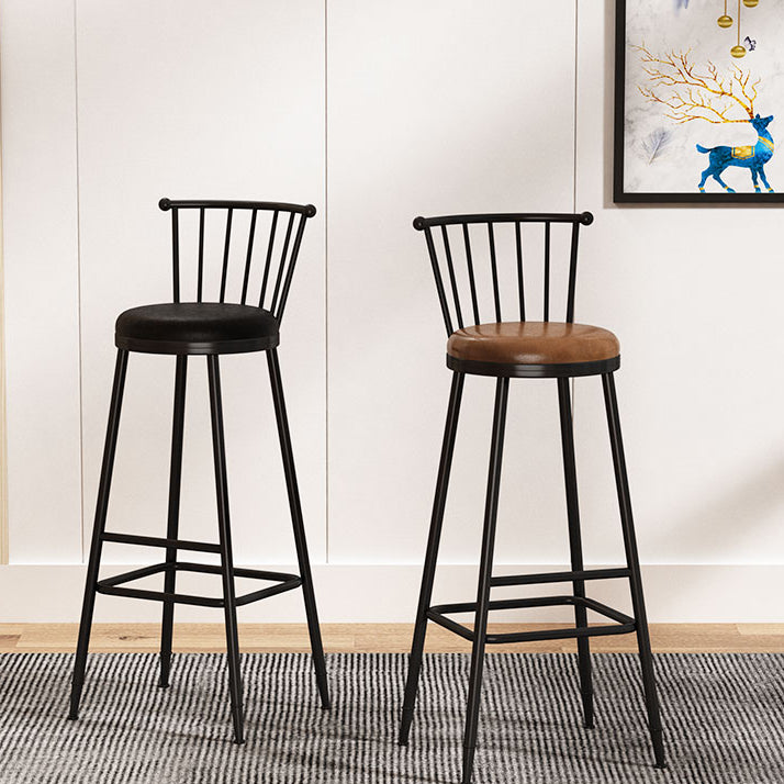 Leather Matte Finish Bristol Stool Low Back Footrest Barstool