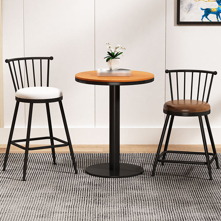 Leather Matte Finish Bristol Stool Low Back Footrest Barstool