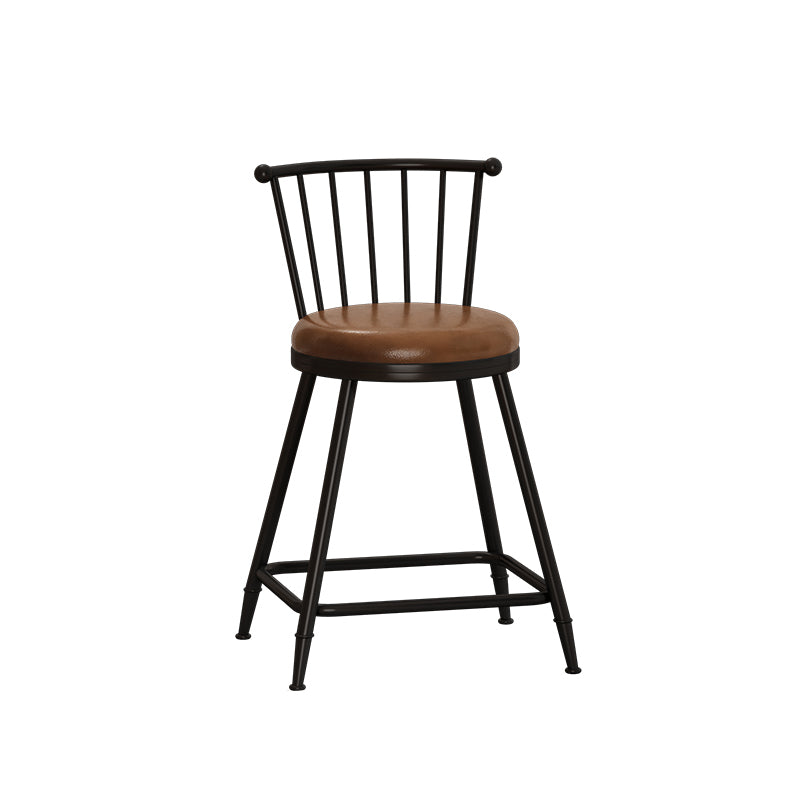 Leather Matte Finish Bristol Stool Low Back Footrest Barstool